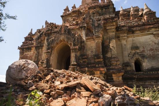 受損的Myauk Guni神廟。圖片：YE AUNG THU AFP Getty Images